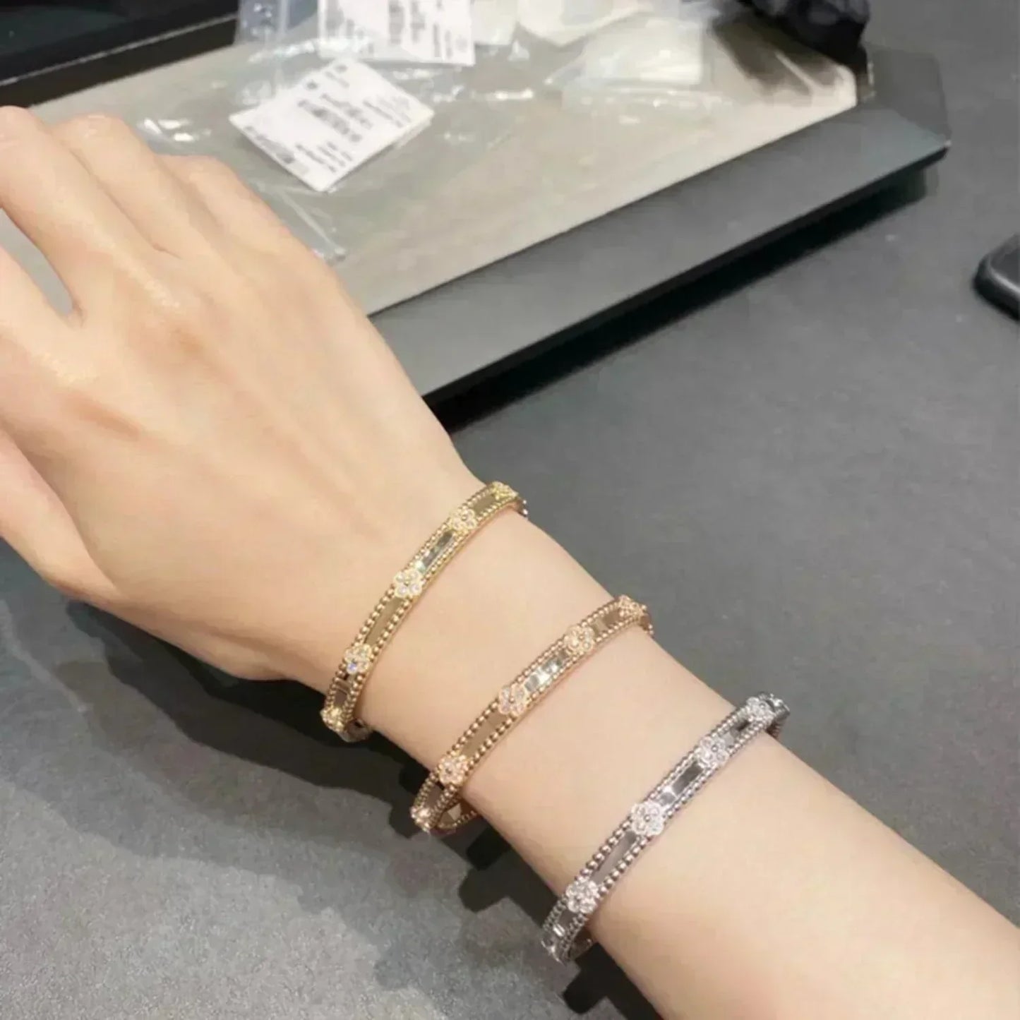 [Rosla]CLOVER BRACELET 4MM DIAMONDS