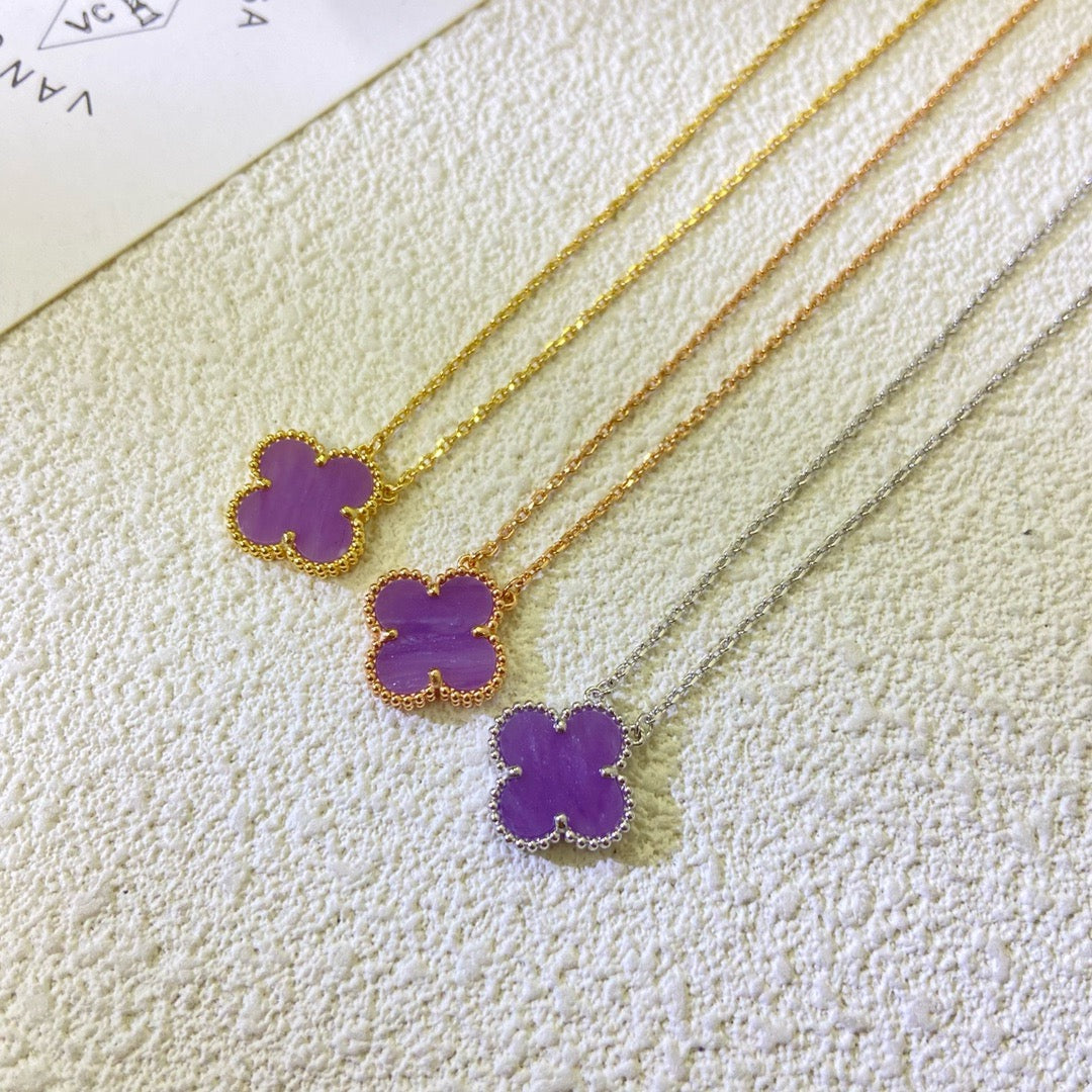 [Rosla]CLOVER 15MM  PURPLE VIOLET NECKLACE