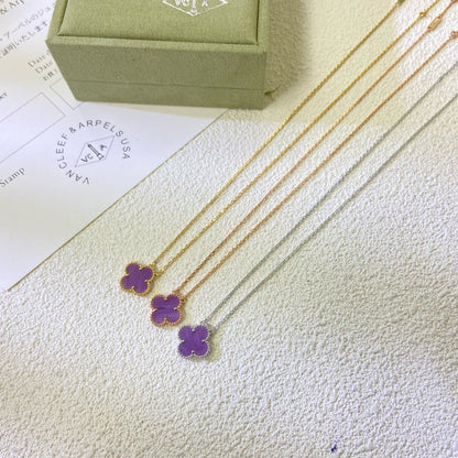 [Rosla]CLOVER 15MM  PURPLE VIOLET NECKLACE