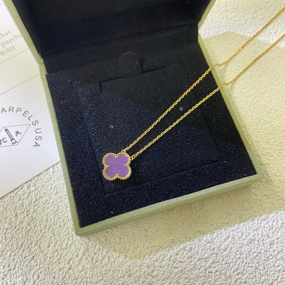 [Rosla]CLOVER 15MM  PURPLE VIOLET NECKLACE