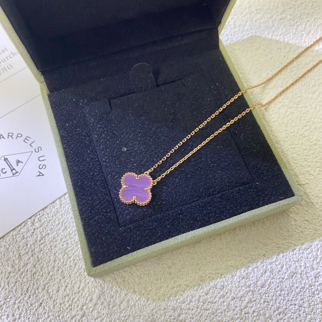 [Rosla]CLOVER 15MM  PURPLE VIOLET NECKLACE