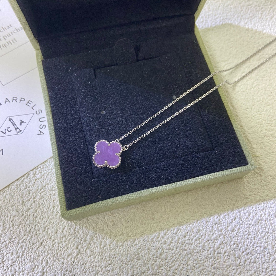 [Rosla]CLOVER 15MM  PURPLE VIOLET NECKLACE