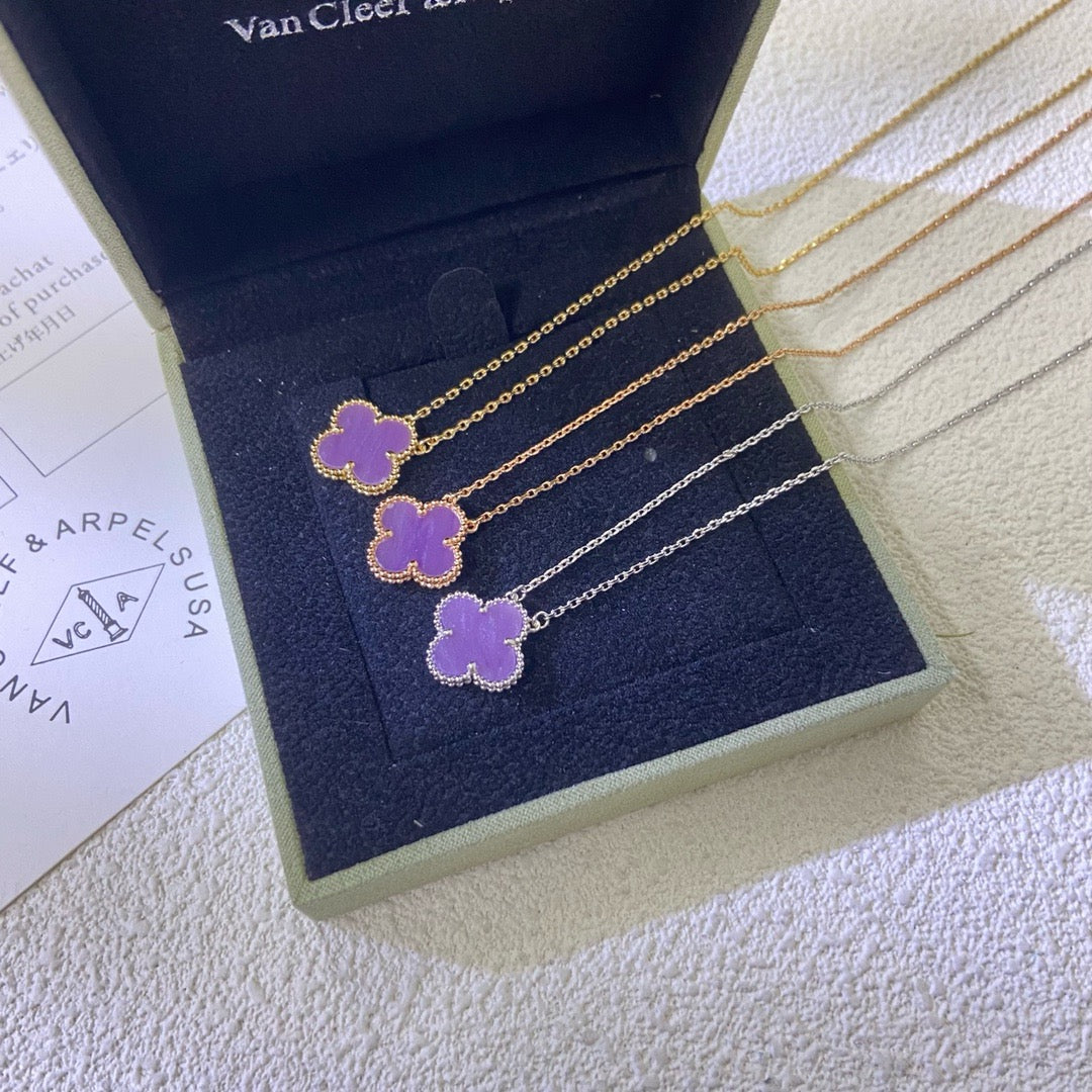 [Rosla]CLOVER 15MM  PURPLE VIOLET NECKLACE