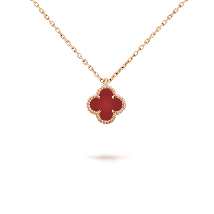 [Rosla]CLOVER MINI 9.5MM WHITE CARNELIANS NECKLACE