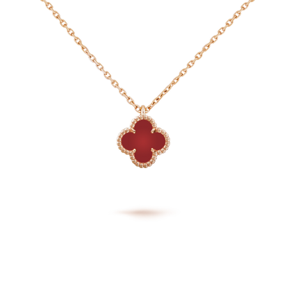 [Rosla]CLOVER MINI 9.5MM WHITE CARNELIANS NECKLACE