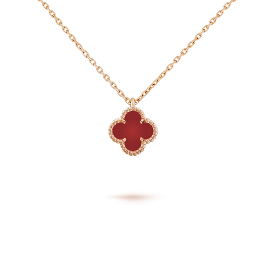 [Rosla]CLOVER MINI 9.5MM WHITE CARNELIANS NECKLACE