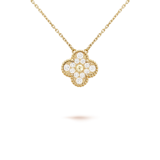 [Rosla]CLOVER 15MM DIAMOND SINGLE FLOWER NECKLACE