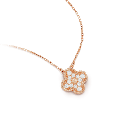 [Rosla]CLOVER 15MM DIAMOND SINGLE FLOWER NECKLACE