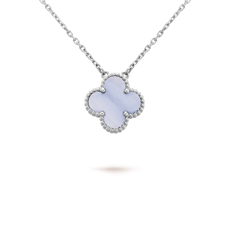 [Rosla]CLOVER 15MM BLUE CHALCEDONY NECKLACE SILVER