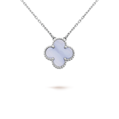 [Rosla]CLOVER 15MM BLUE CHALCEDONY NECKLACE SILVER
