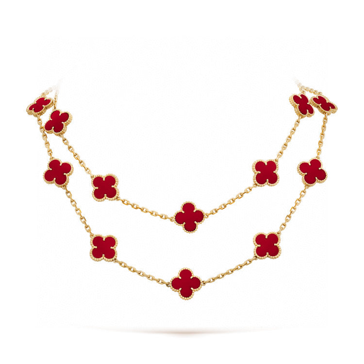 [Rosla]CLOVER 20 MOTIFS CARNELIAN NECKLACE