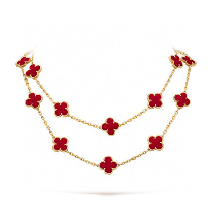 [Rosla]CLOVER 20 MOTIFS CARNELIAN NECKLACE