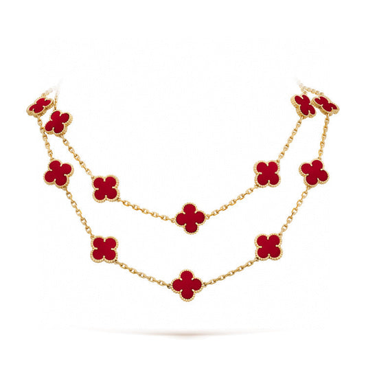 [Rosla]CLOVER 20 MOTIFS CARNELIAN NECKLACE