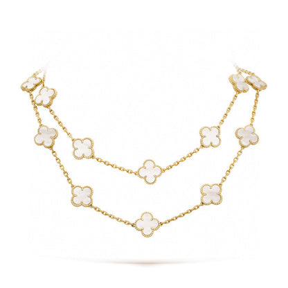 [Rosla]CLOVER 20 MOTIFS WHITE MOP NECKLACE