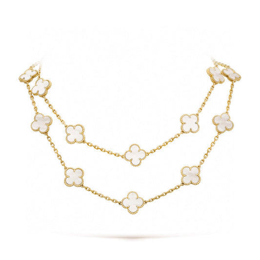 [Rosla]CLOVER 20 MOTIFS WHITE MOP NECKLACE