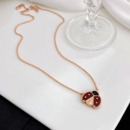 [Rosla]LUCKY  CARNELIANS LADYBUG NECKLACE
