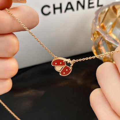 [Rosla]LUCKY  CARNELIANS LADYBUG NECKLACE