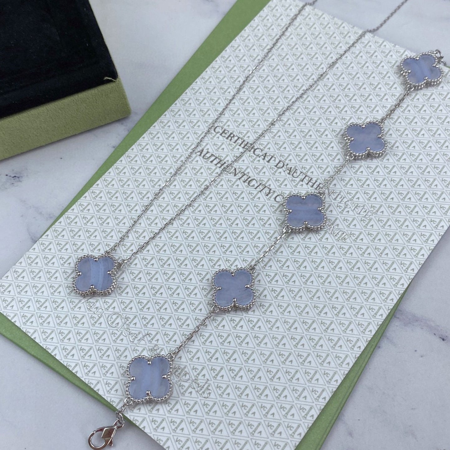 [Rosla]CLOVER  5 MOTIF PURPLE CHALCEDONY BRACELET SILVER