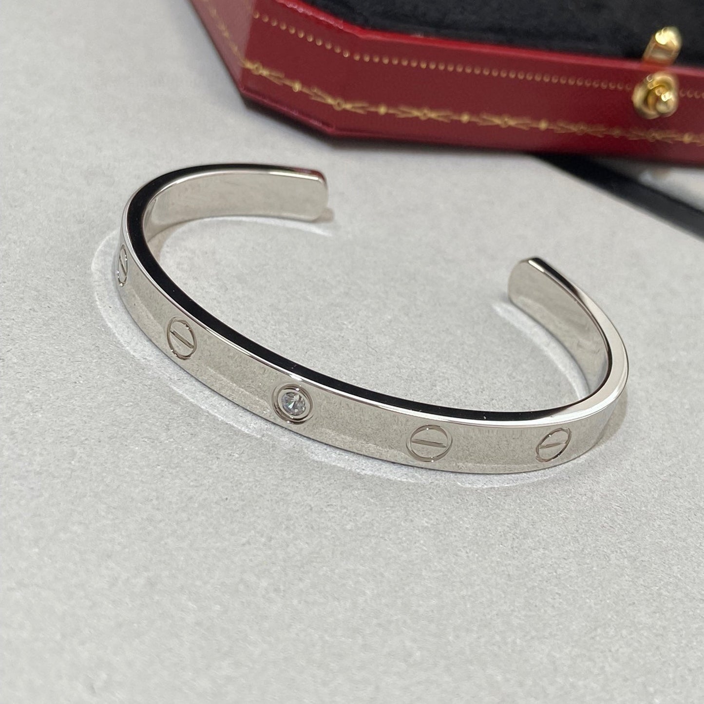 [Rosla]LOVE BRACELET 6.1MM 1 DIAMOND OPEN CUFF