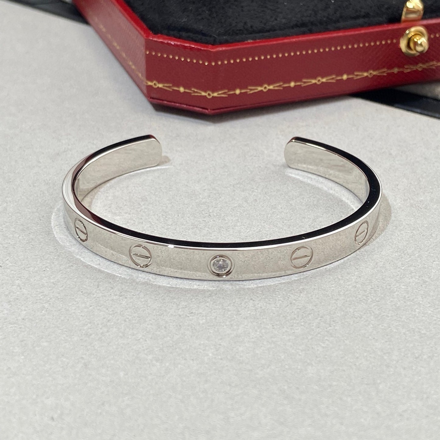 [Rosla]LOVE BRACELET 6.1MM 1 DIAMOND OPEN CUFF