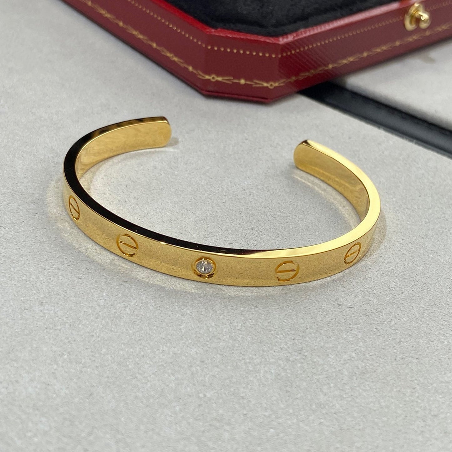 [Rosla]LOVE BRACELET 6.1MM 1 DIAMOND OPEN CUFF