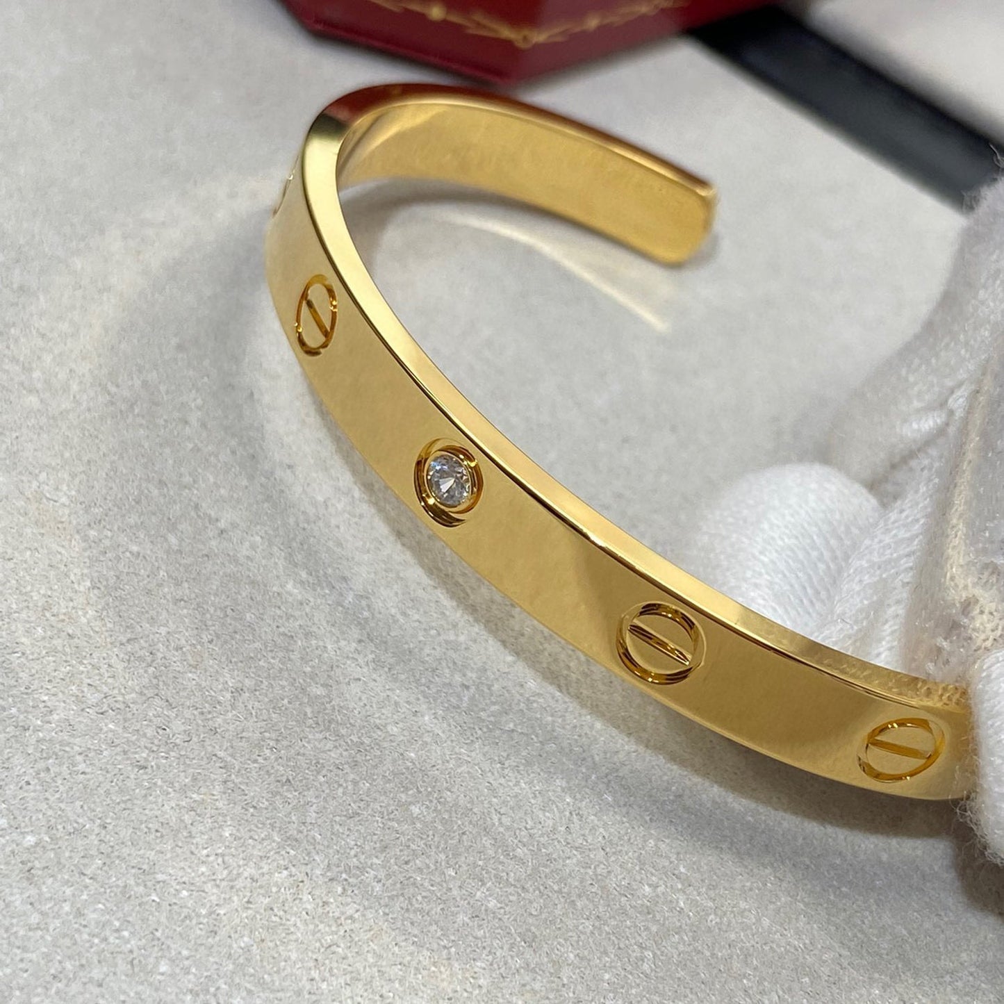 [Rosla]LOVE BRACELET 6.1MM 1 DIAMOND OPEN CUFF