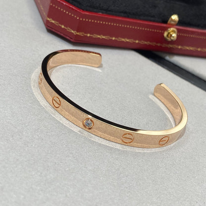 [Rosla]LOVE BRACELET 6.1MM 1 DIAMOND OPEN CUFF