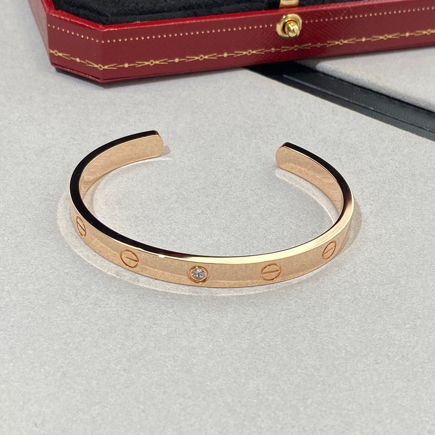 [Rosla]LOVE BRACELET 6.1MM 1 DIAMOND OPEN CUFF