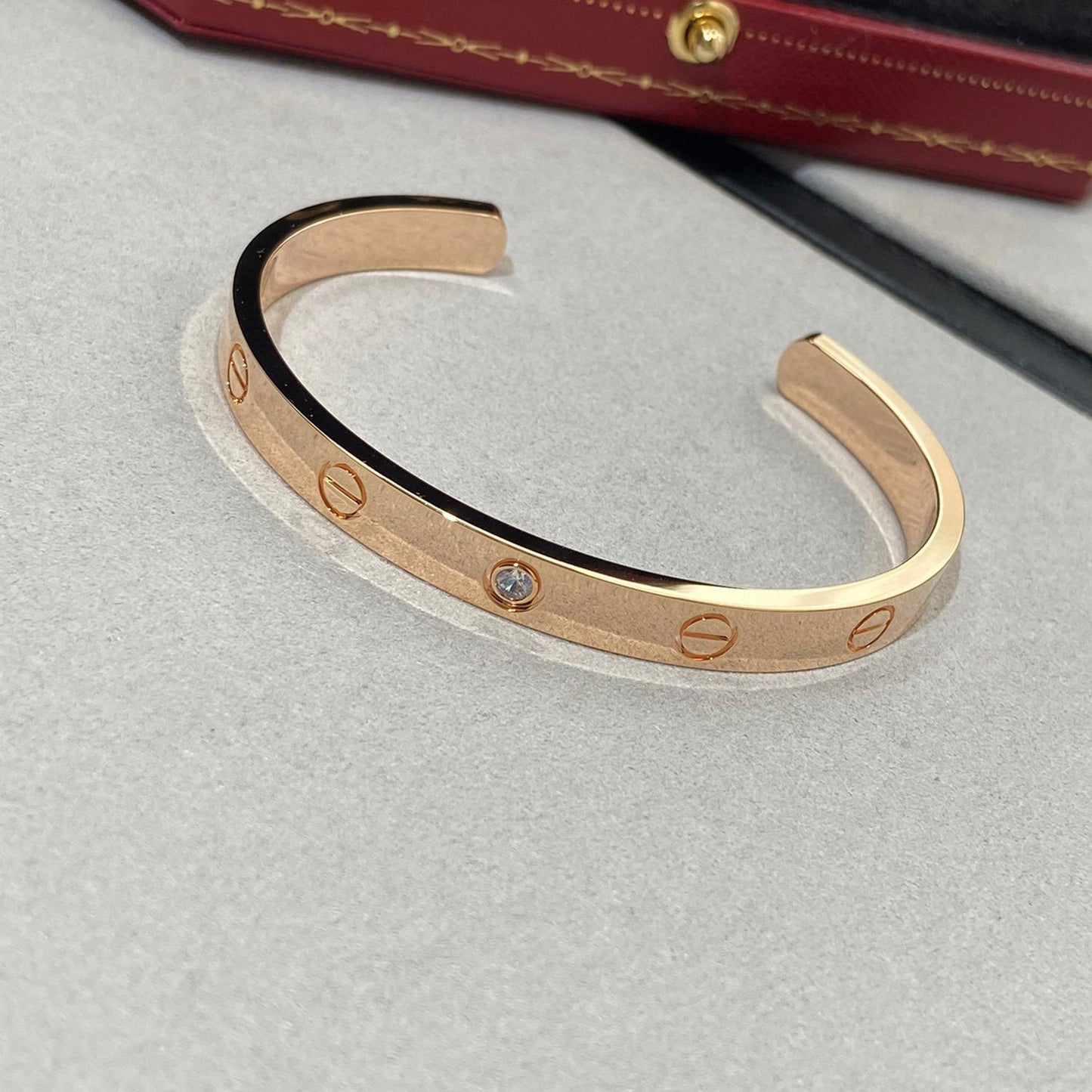 [Rosla]LOVE BRACELET 6.1MM 1 DIAMOND OPEN CUFF