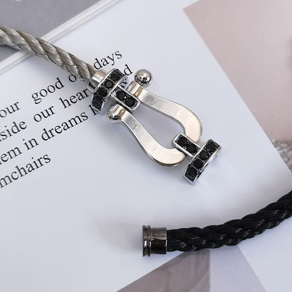 [Rosla]FORCE LARGE HORSESHOE BLACK DIAMOND BRACELET SILVER