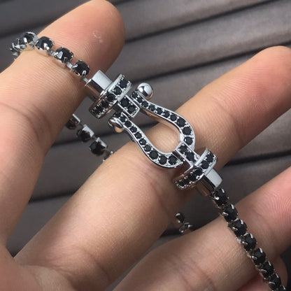 [Rosla]FORCE  LARGE HORSESHOE FULL DIAMOND TENNIS BRACELET