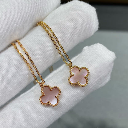[Rosla]CLOVER 15MM PINK MOTHER-OF-PEARL SINGLE FLOWER NECKLACE