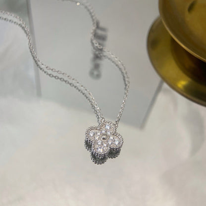 [Rosla]CLOVER 15MM DIAMOND SINGLE FLOWER NECKLACE