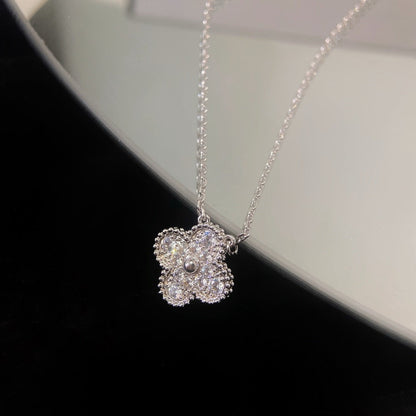[Rosla]CLOVER 15MM DIAMOND SINGLE FLOWER NECKLACE