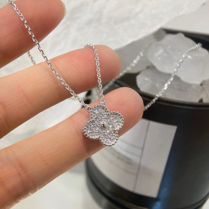 [Rosla]CLOVER 15MM DIAMOND SINGLE FLOWER NECKLACE