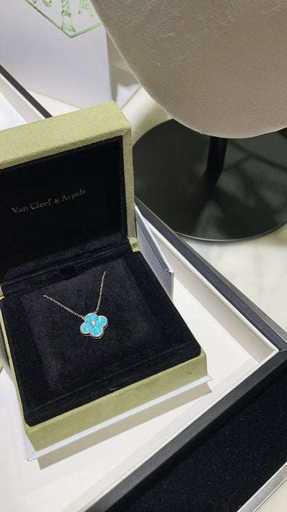 [Rosla]CLOVER 15MM DIAMOND SVRES PORCELAIN  NECKLACE SILVER