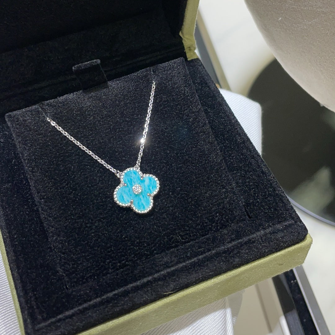 [Rosla]CLOVER 15MM DIAMOND SVRES PORCELAIN  NECKLACE SILVER