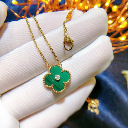 [Rosla]CLOVER 15MM DIAMOND TURQUOISE NECKLACE