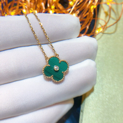 [Rosla]CLOVER 15MM DIAMOND TURQUOISE NECKLACE