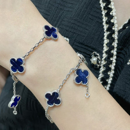 [Rosla]CLOVER 5 MOTIF PIETERSITE SILVER BRACELET