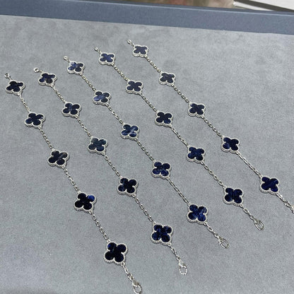 [Rosla]CLOVER 5 MOTIF PIETERSITE SILVER BRACELET