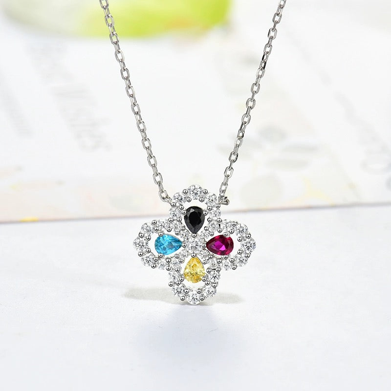 [Rosla]LOOP NECKLACE FULL MOTIF DIAMOND 16MM MULTIPLE COLORS
