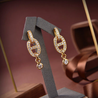 [Rosla]HM CHAINE DIAMOND EARRINGS