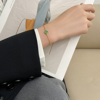 [Rosla]CLOVER BRACELET MALACHITE 1 MOTIF