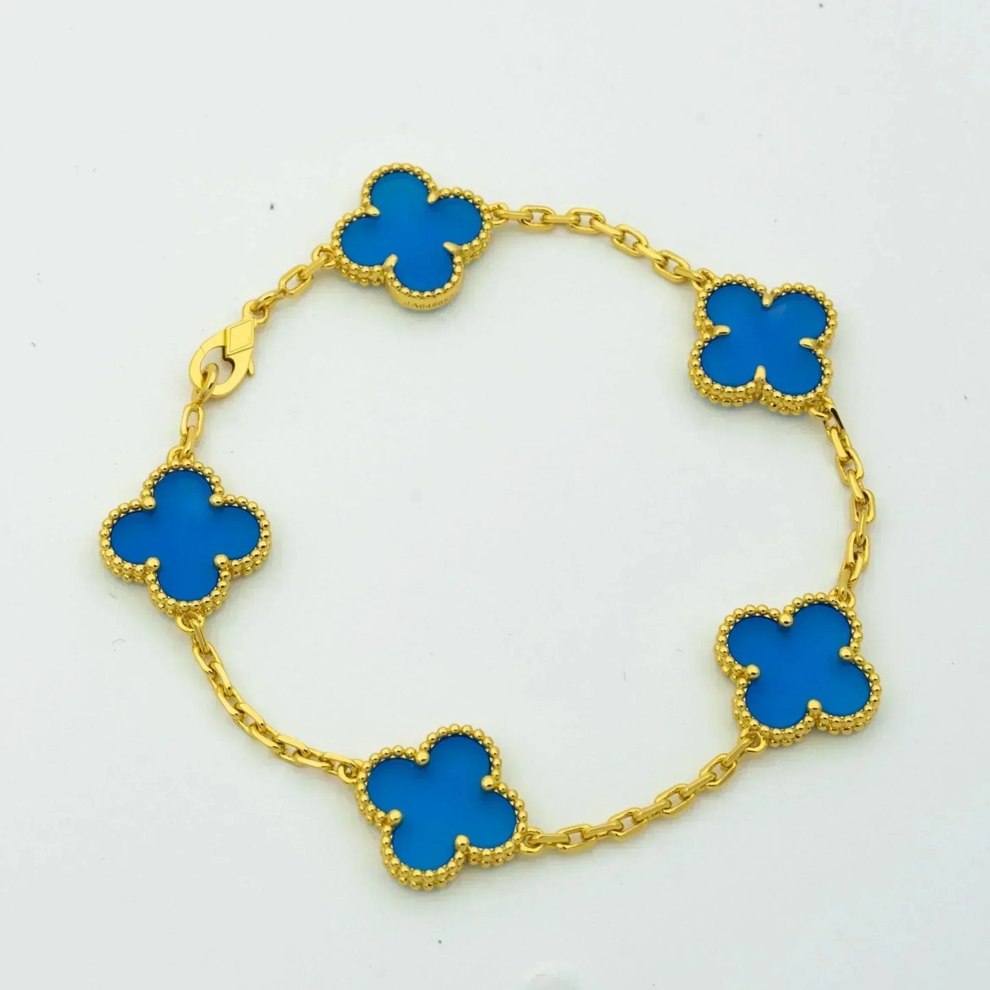 [Rosla]CLOVER 5 MOTIFS BLUE AGATE BRACELET