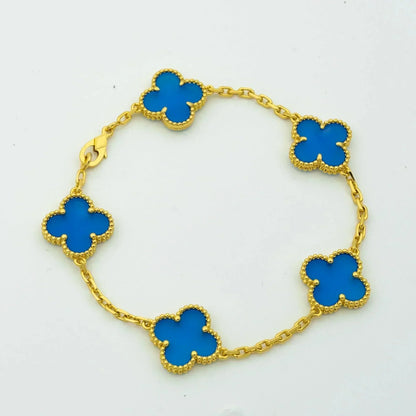 [Rosla]CLOVER 5 MOTIFS BLUE AGATE BRACELET