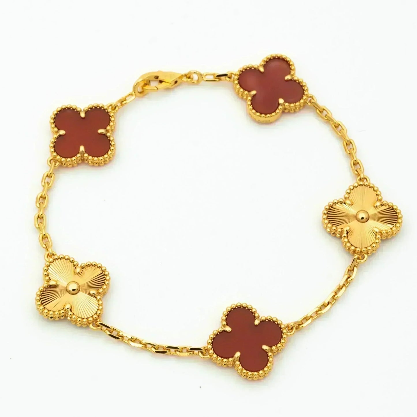 [Rosla]CLOVER  5 MOTIFS CARNELIAN GOLD BRACELET
