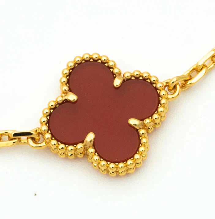 [Rosla]CLOVER  5 MOTIFS CARNELIAN GOLD BRACELET