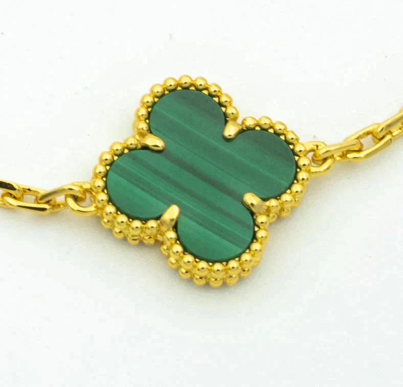 [Rosla]CLOVER  5 MOTIF MALACHITE DIAMOND BRACELET