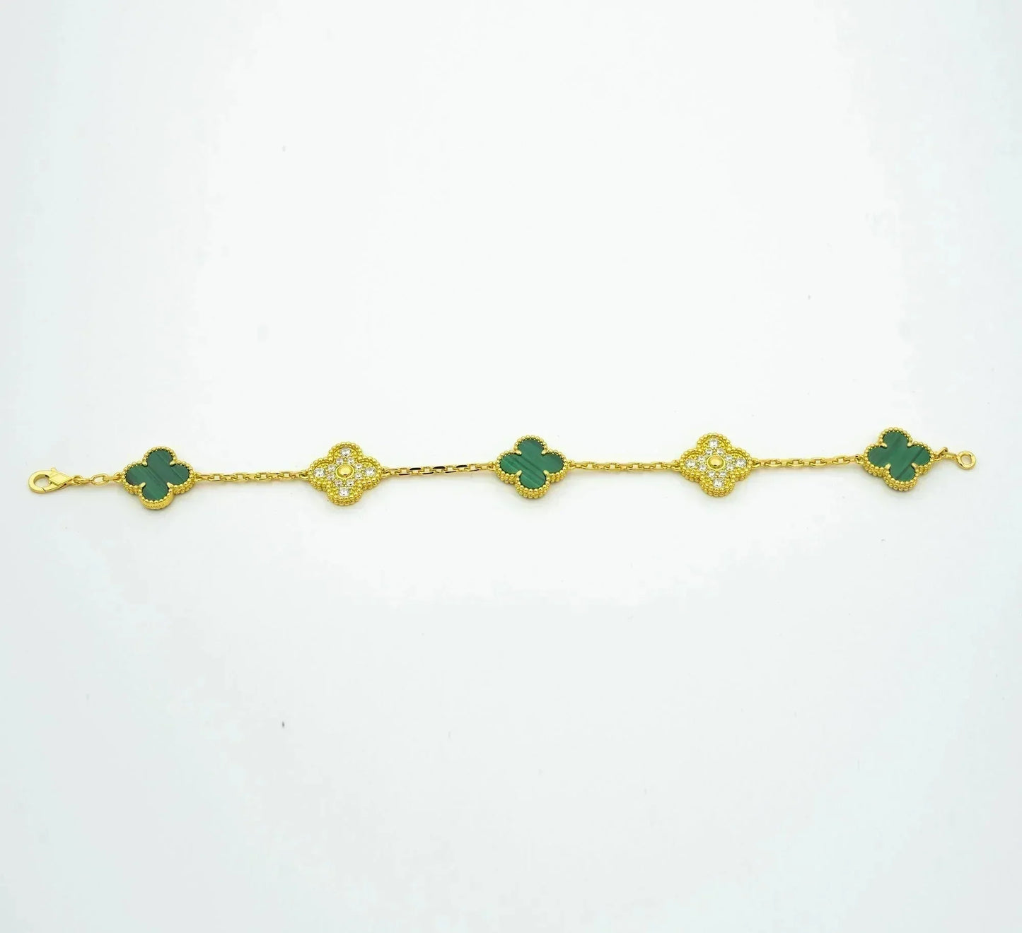 [Rosla]CLOVER  5 MOTIF MALACHITE DIAMOND BRACELET
